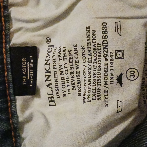 NWT Blank NYC Astor Cut Off Denim Jean Shorts High Waisted bootie Women's 30 - Picture 9 of 9